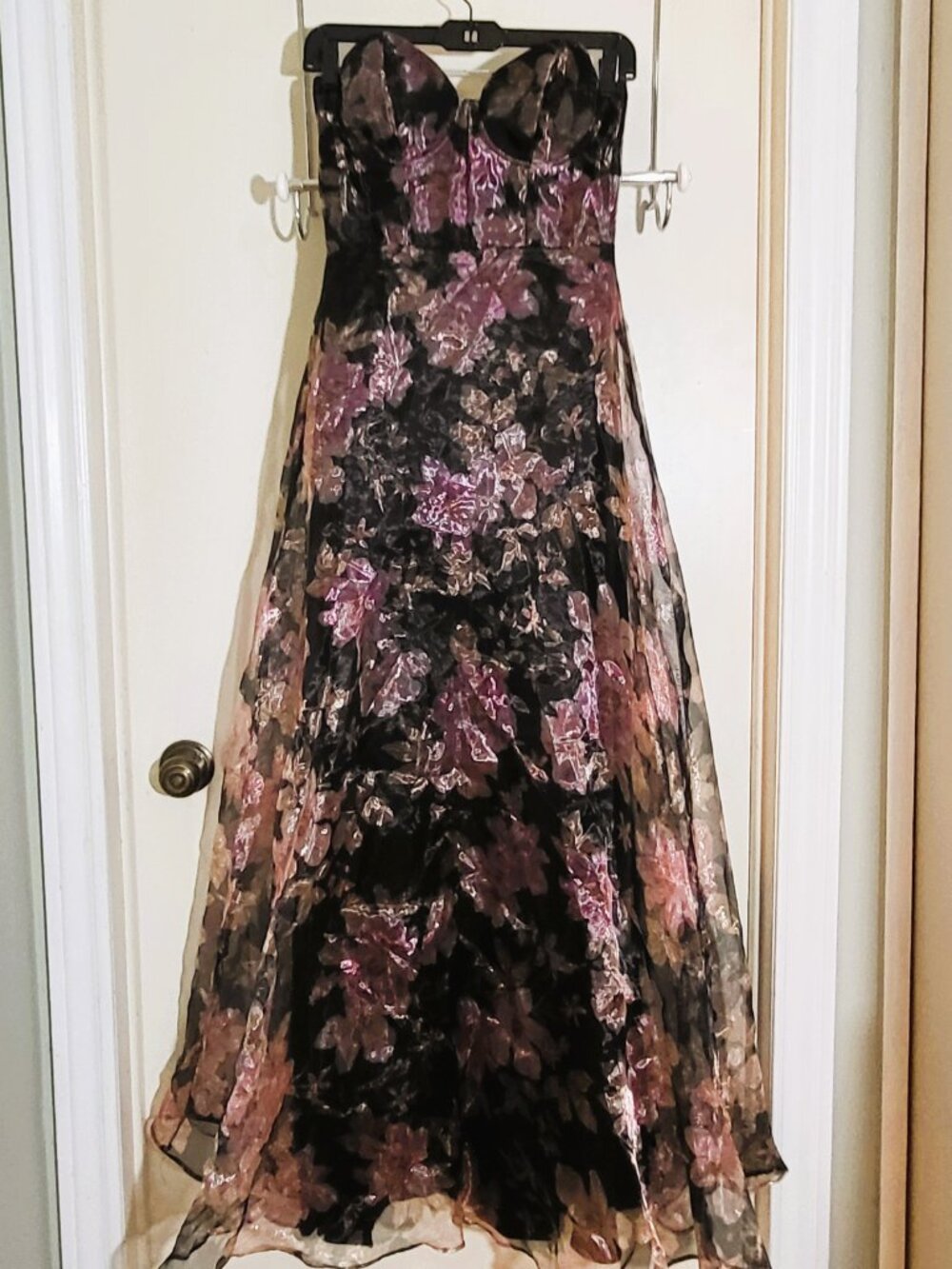 Lulus Strapless Floral Burnout Lace Up Dress Formal Gown Size XS - Picture 4 of 16